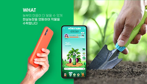 노리팜 앱과 실제 농장 수확물